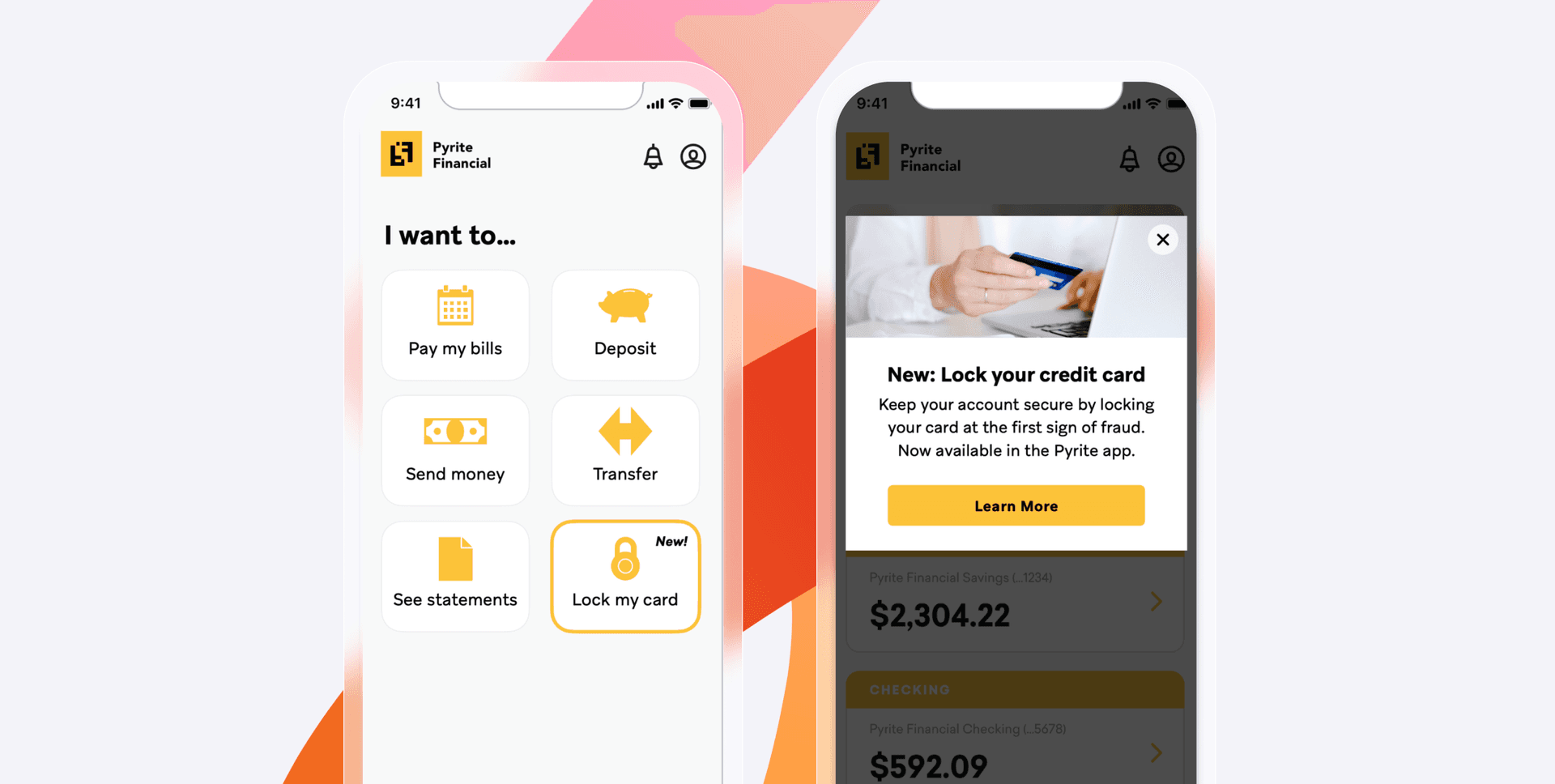 a screenshot of a financial services app