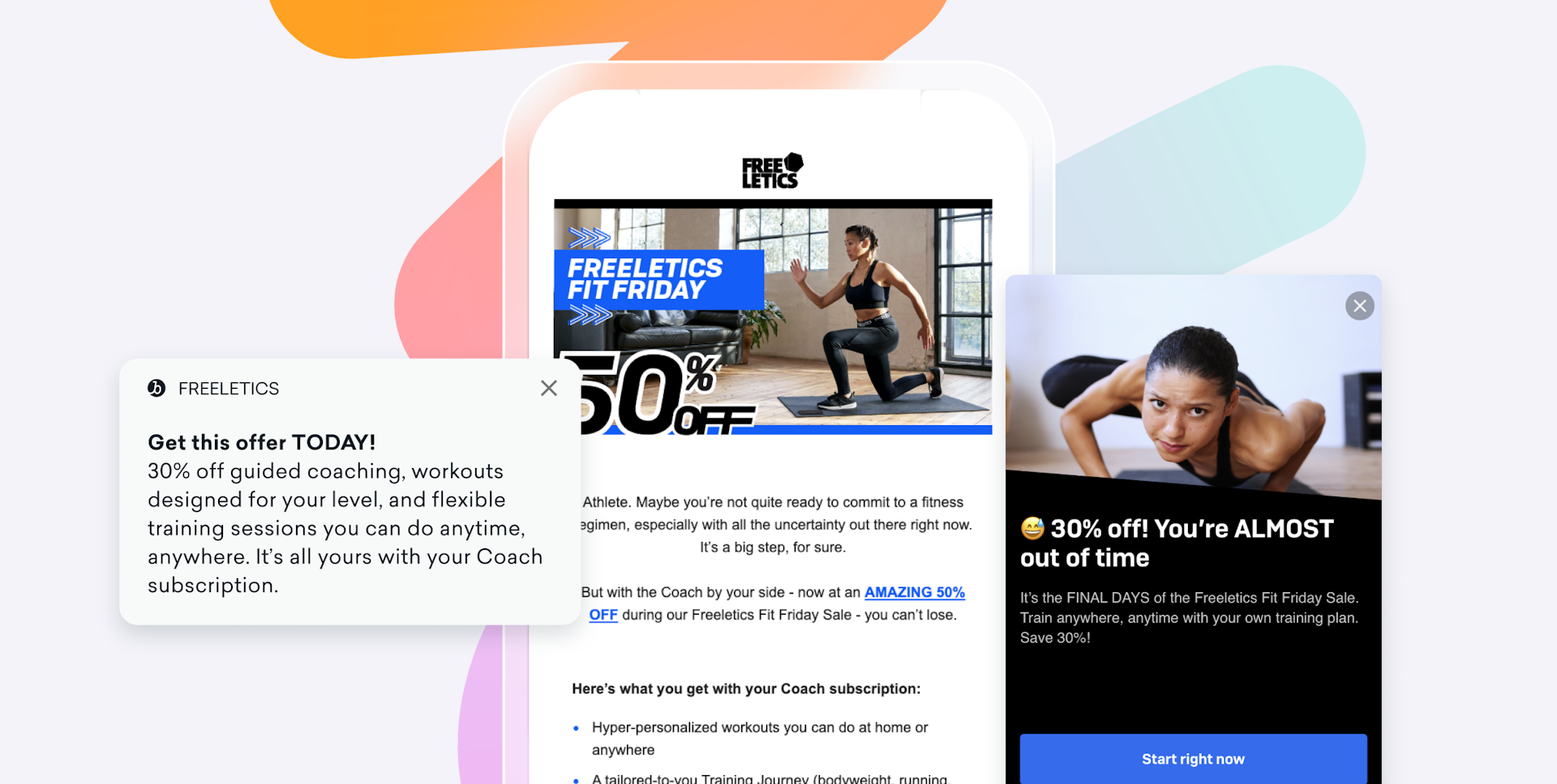 an image showing an email from freeletics which includes a person working out