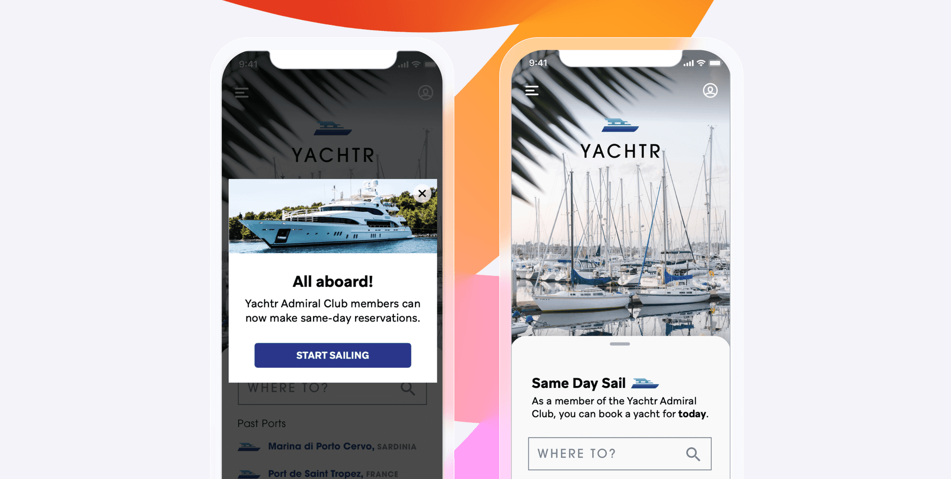 two phones with yachtr on the screens