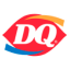 a close up of a dq logo on a white background .