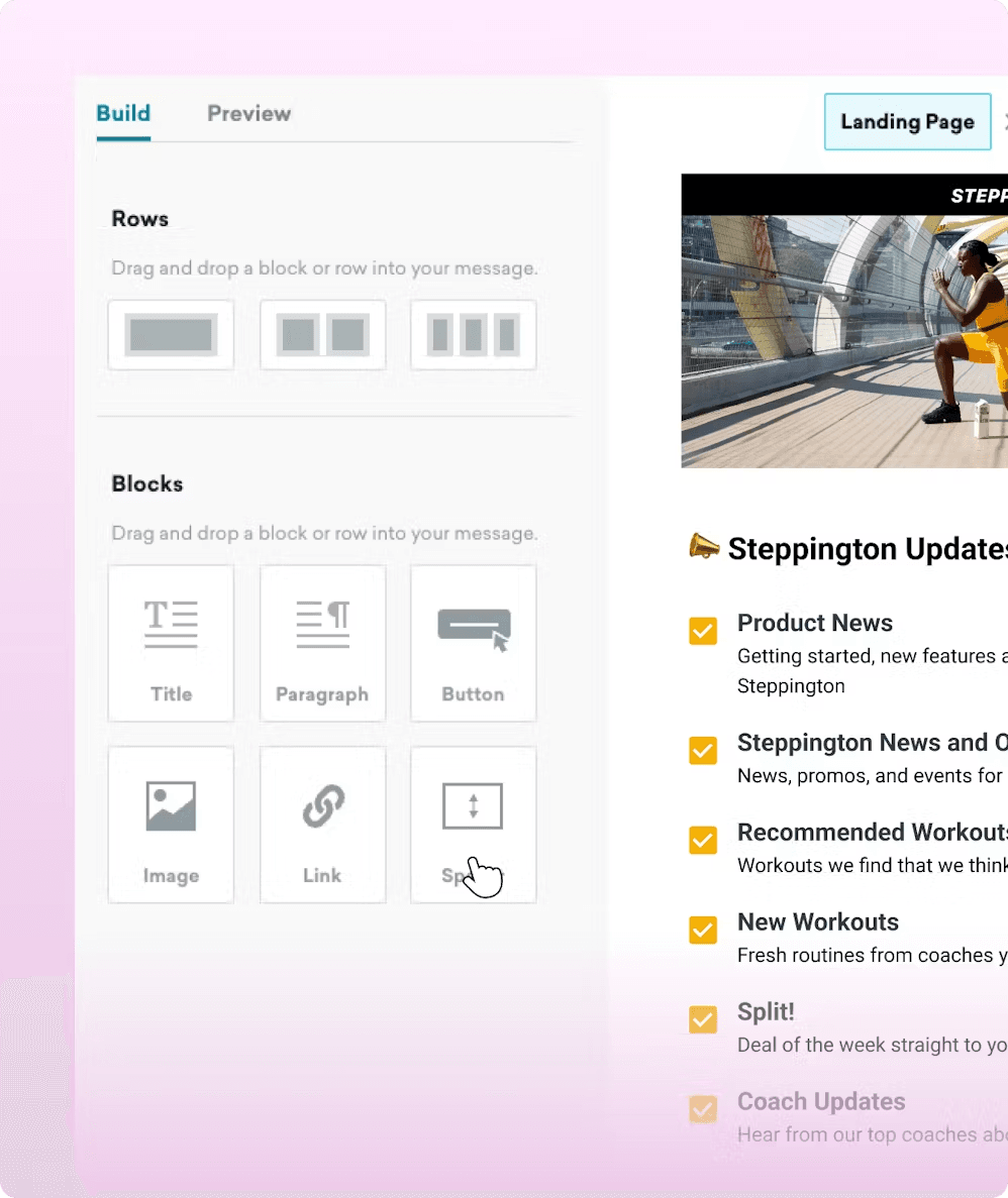 a screenshot of a landing page for steppington updates