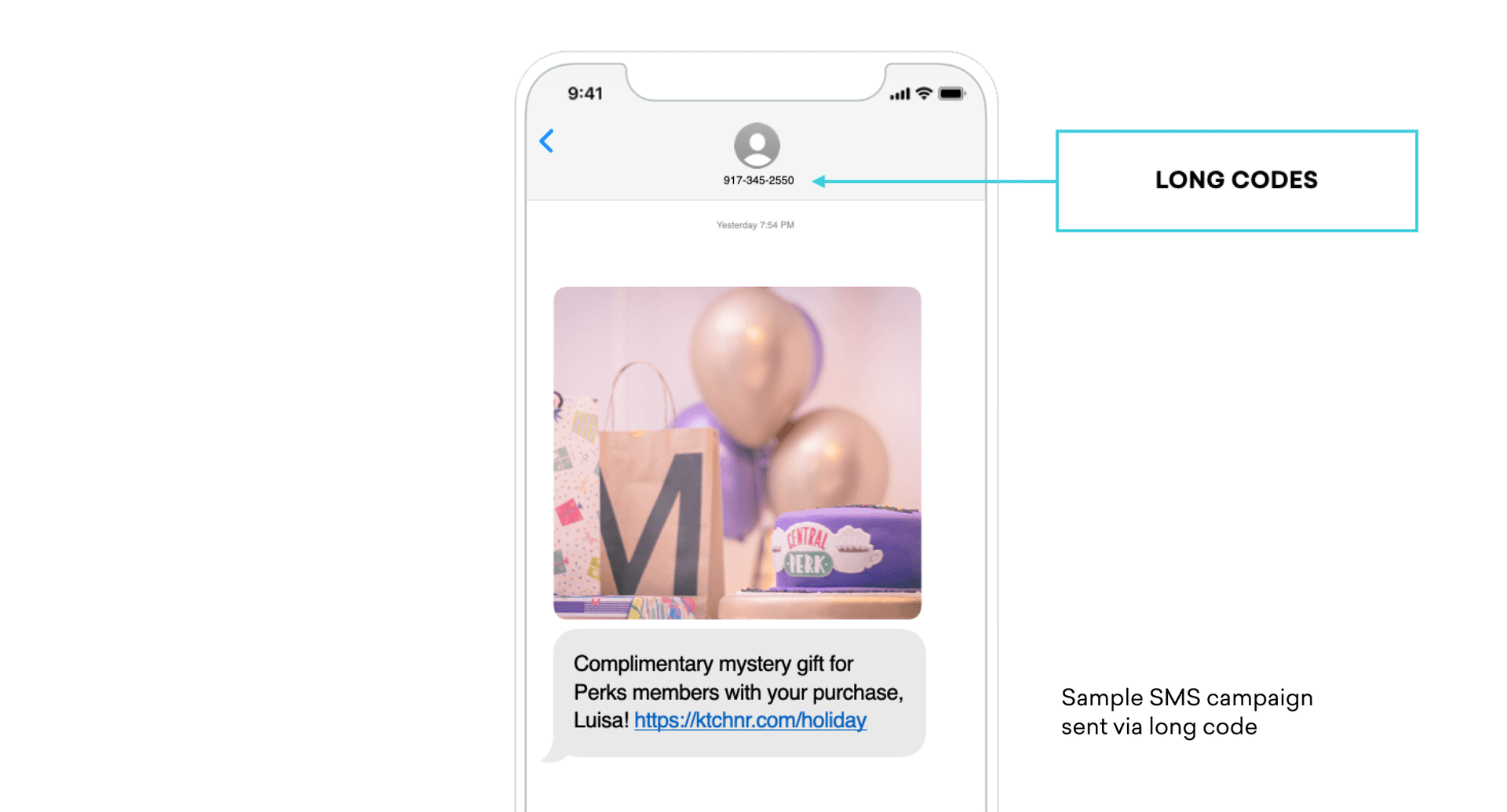 Sample SMS campaign sent via long code