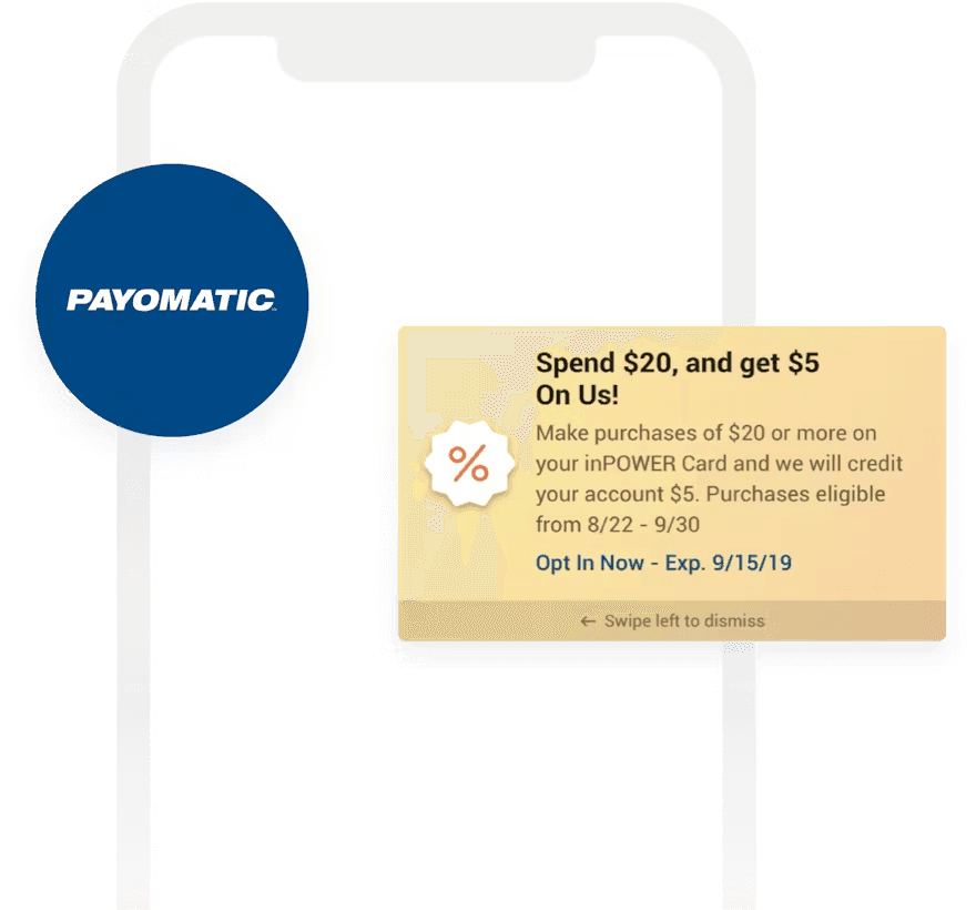 a phone with a paymatic advertisement on it