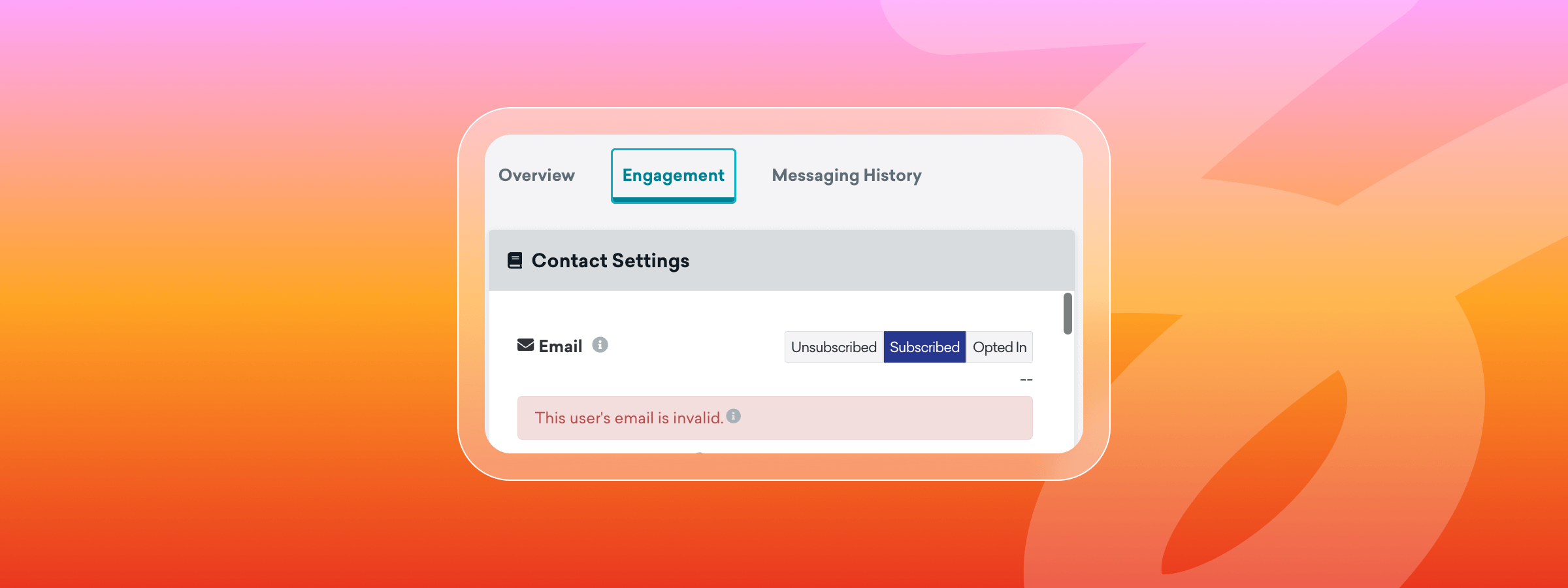 a phone screen shows a message that says this user 's email is invalid