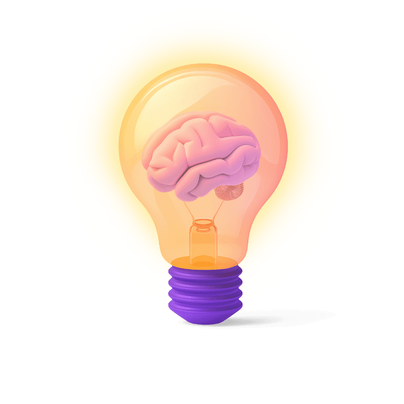 a light bulb with a brain inside of it