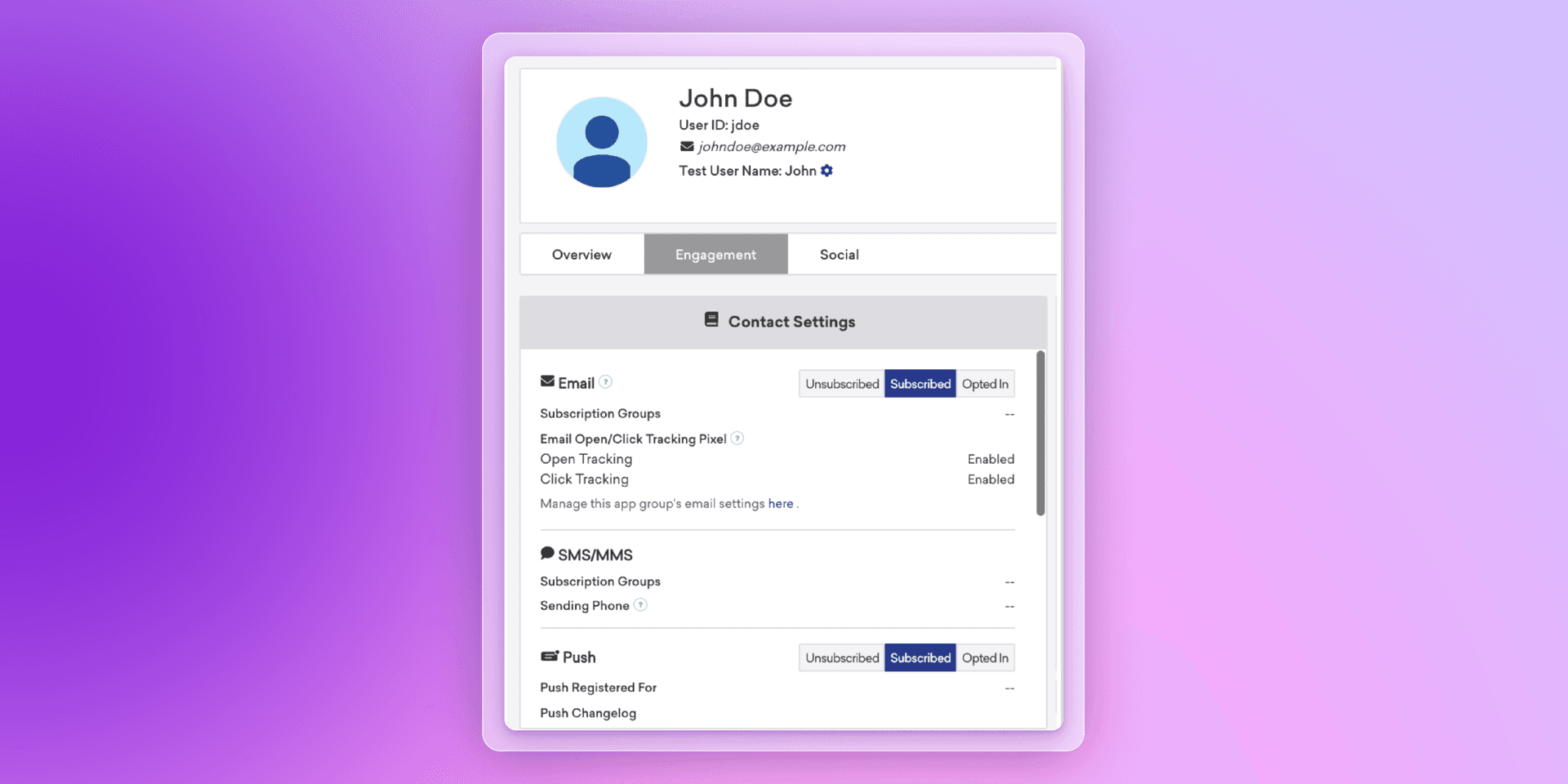 a screenshot of john doe 's profile on a tablet