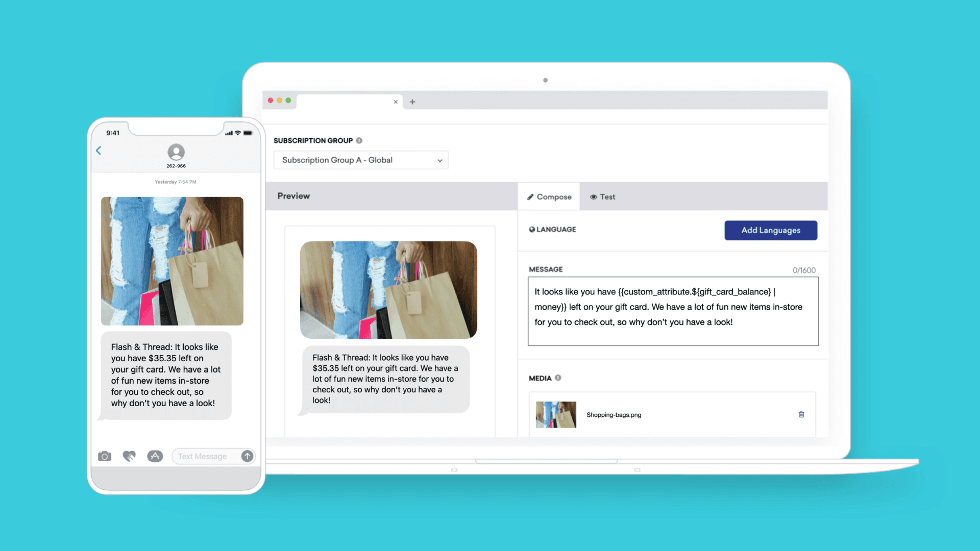 a phone and a laptop are displaying a subscription group app