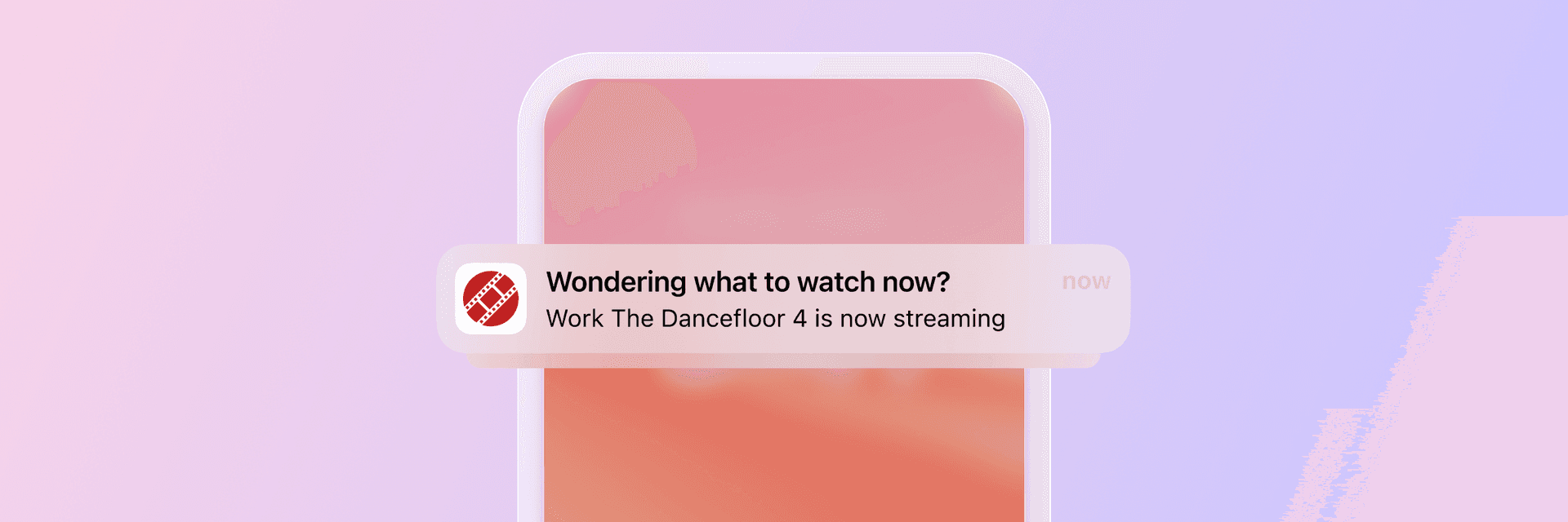 a notification on a cell phone says wondering what to watch now