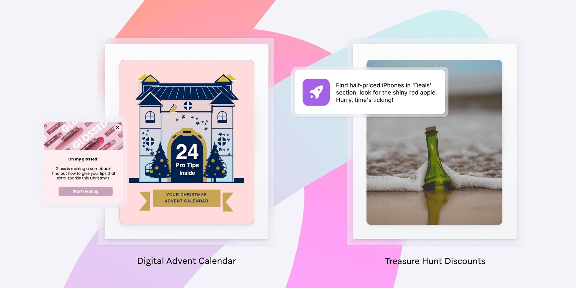 a digital advent calendar and a treasure hunt discounts advertisement