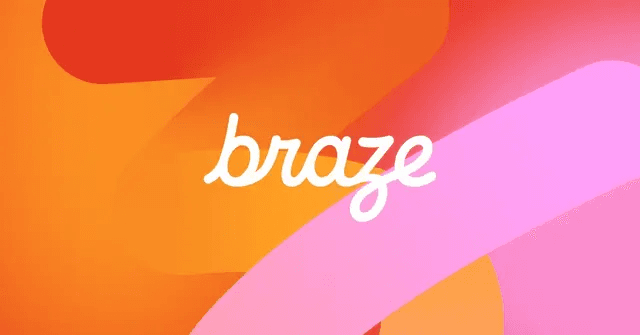 the word braze is on a pink and orange background
