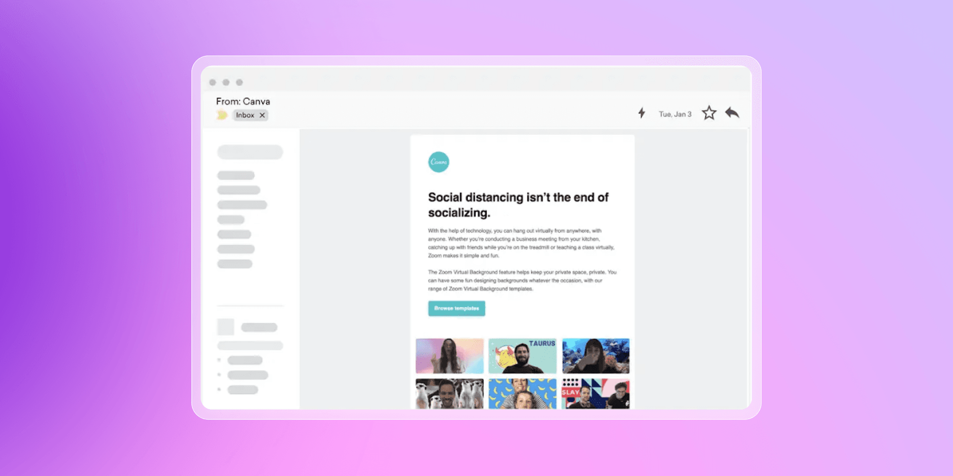 a computer screen with a message that says social distancing isn 't the end of socializing