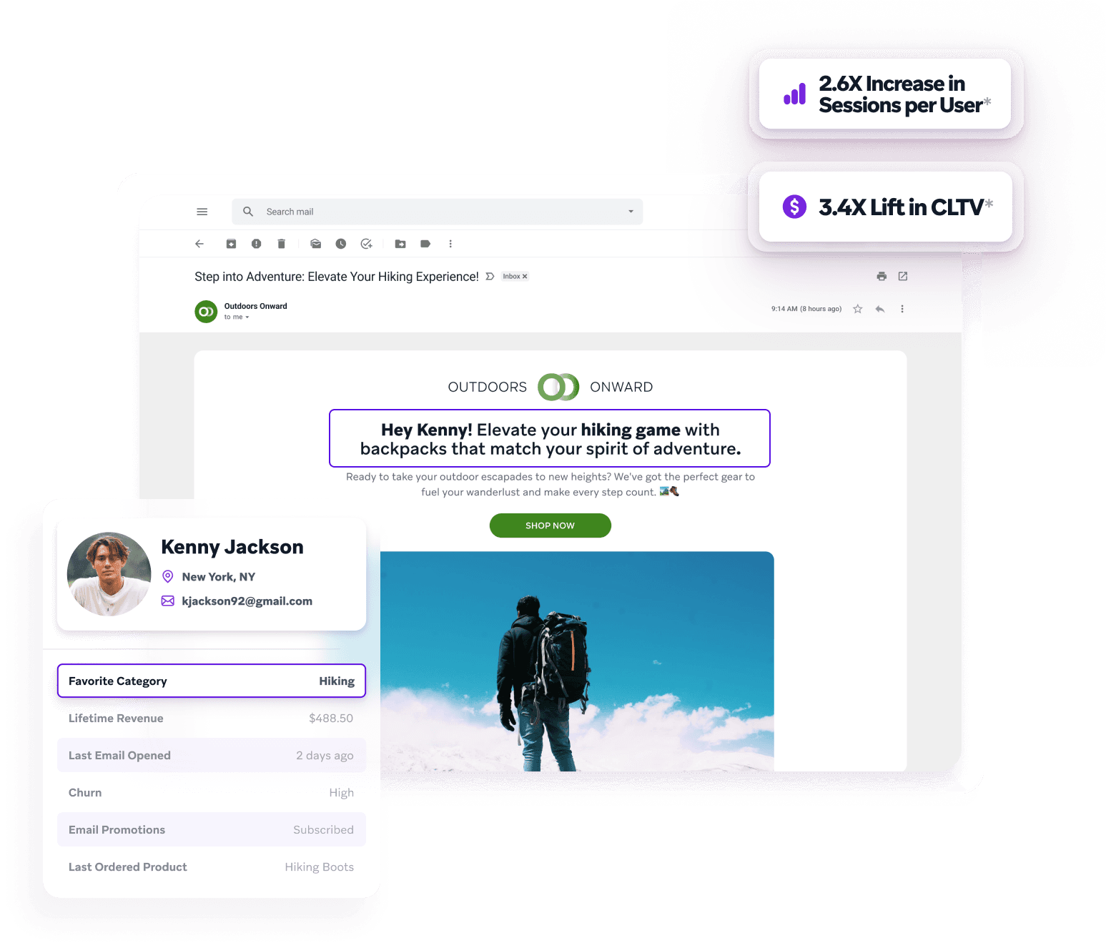 a screenshot of a website that says outdoors onward