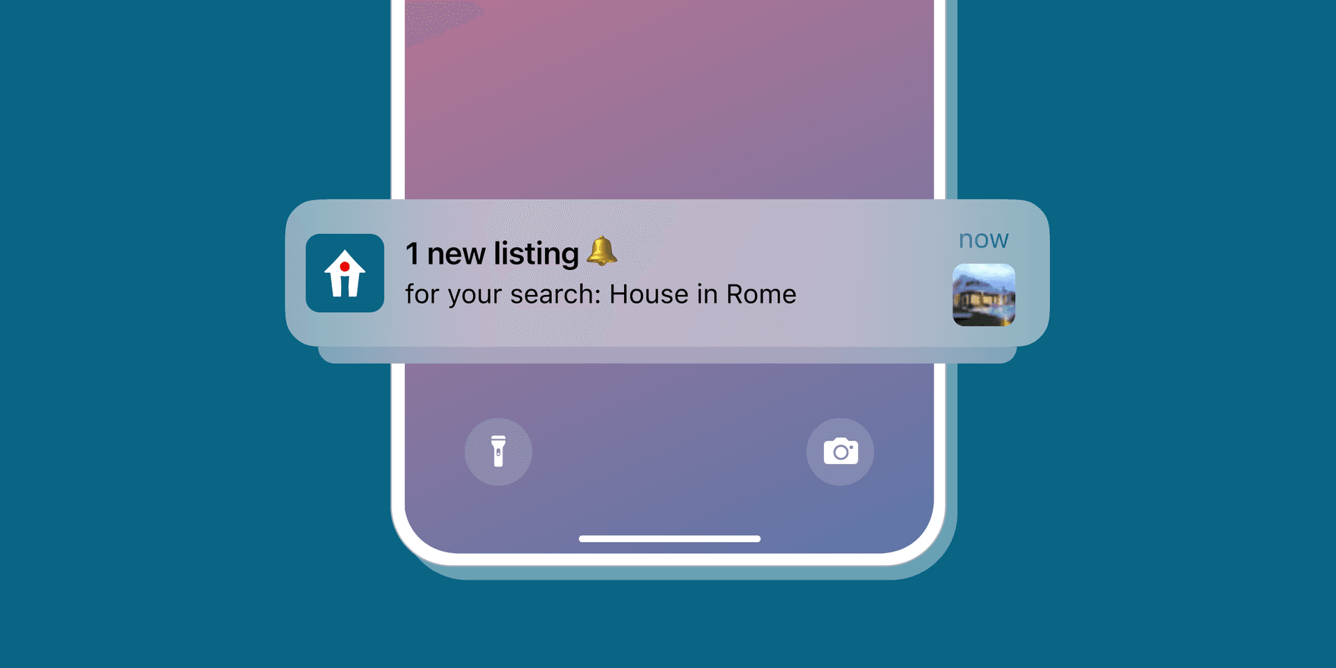 a phone displays a new listing for a house in rome