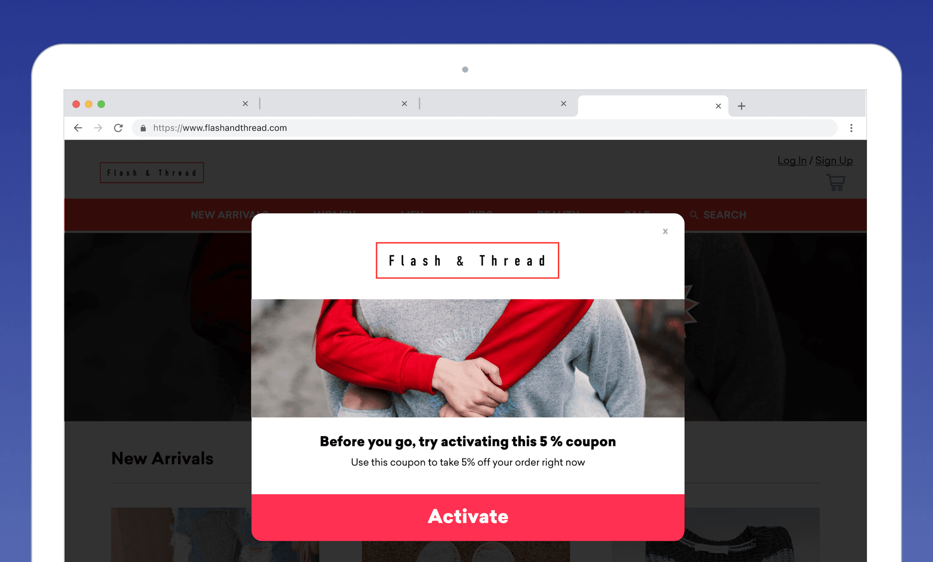 activate coupon screen based on user data