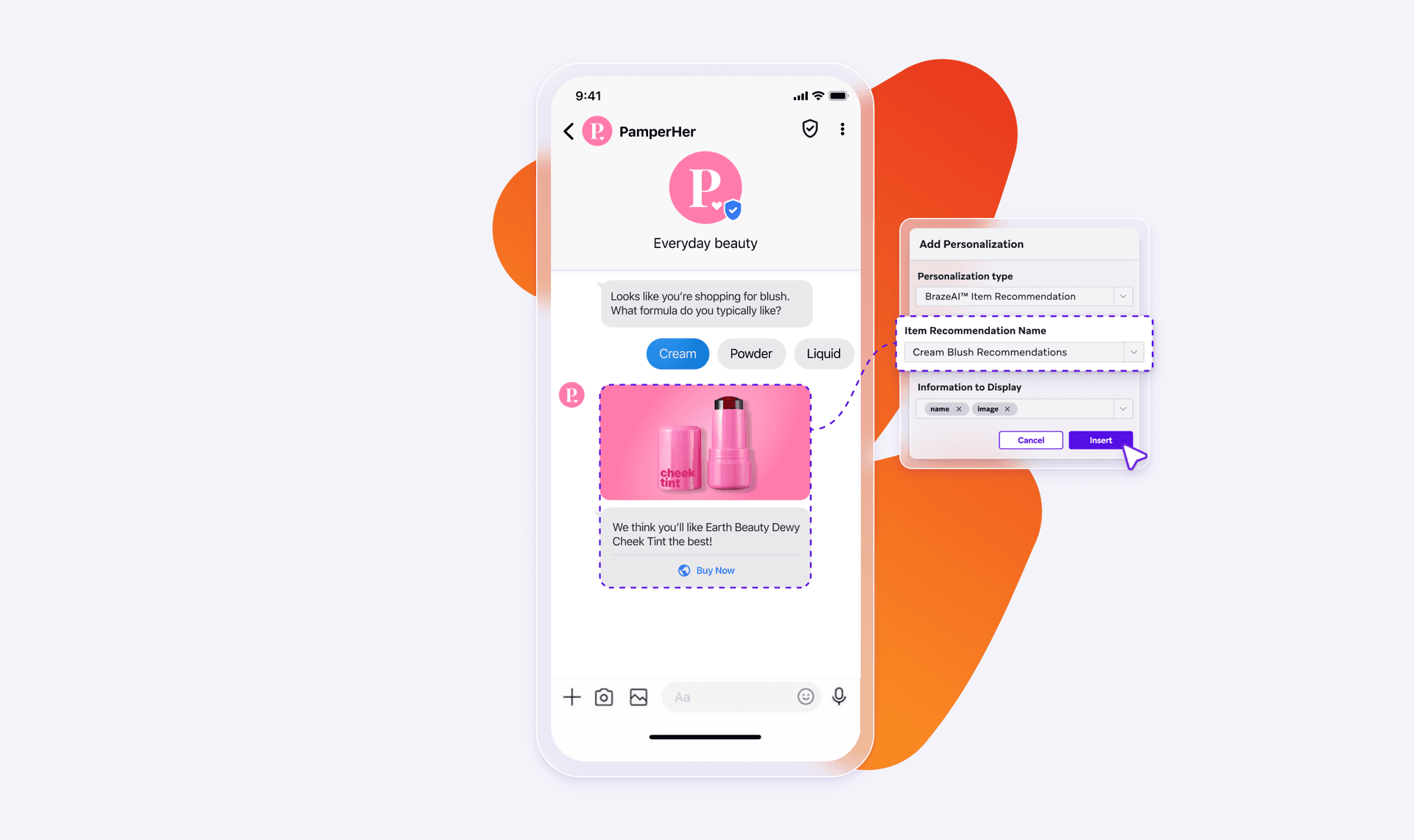 a phone with a pink p on the screen