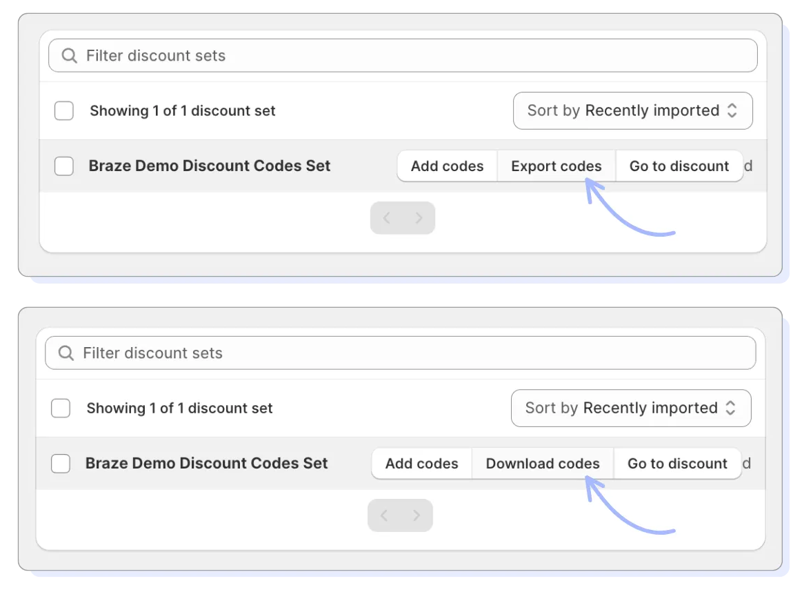 Search bar with a dropdown displaying the discount set and a row of buttons to select from.