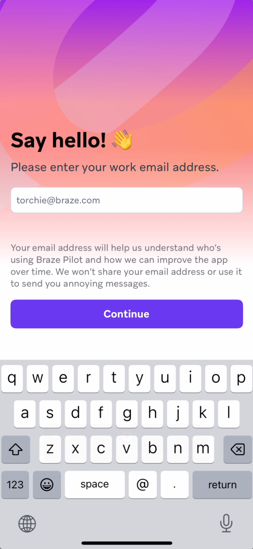Option to enter your work email address.
