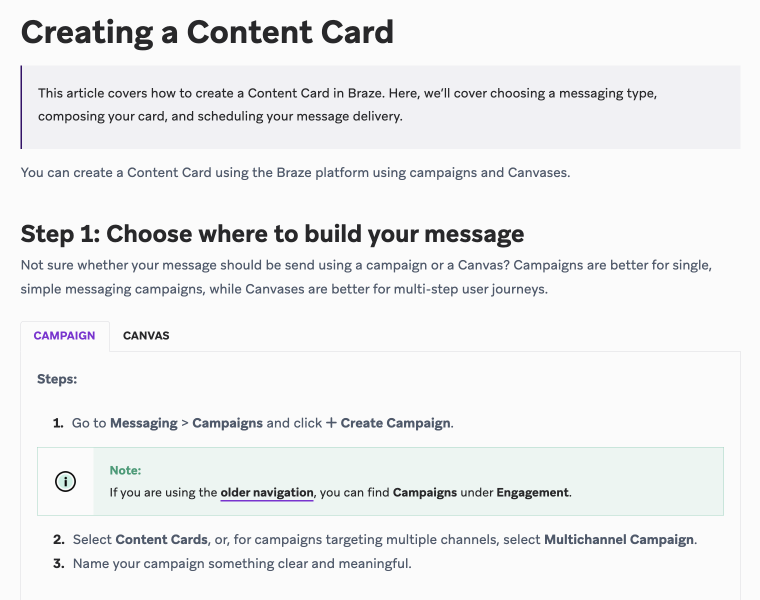 Screenshot of the "Creating a Content Card" page.