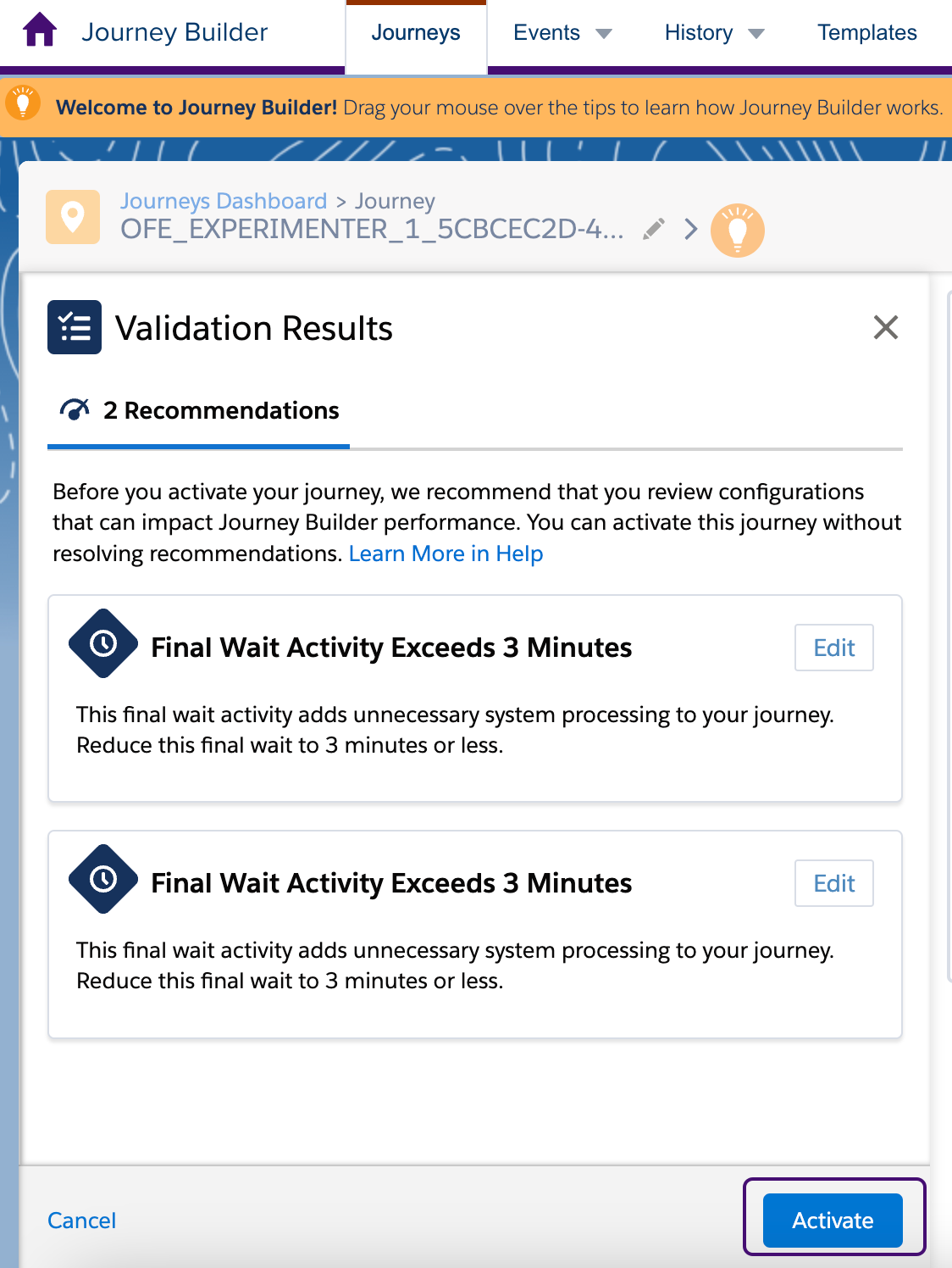 Recommendations listed in the Validation Rules section.