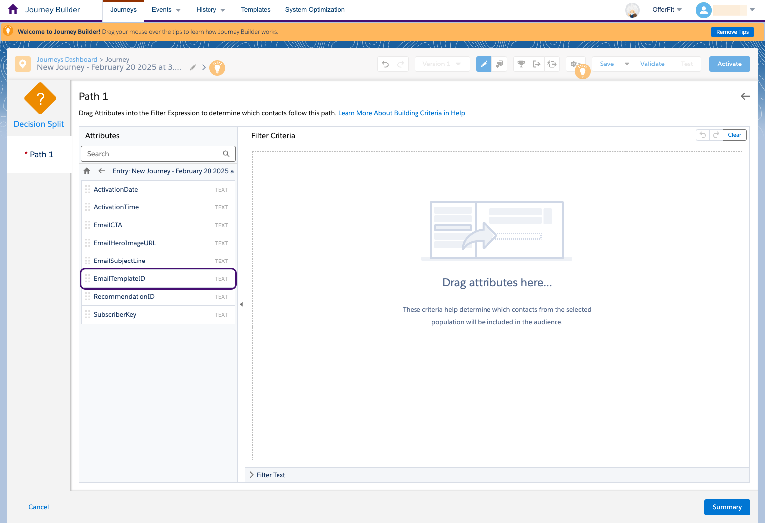 The email template ID to include.