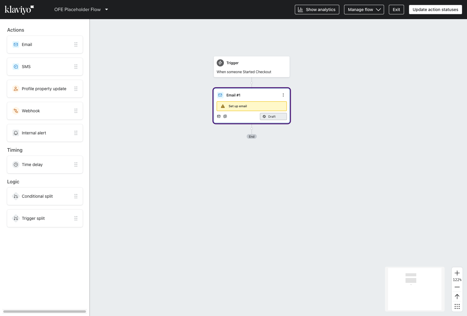 A Flow with a Trigger node followed by an Email node.