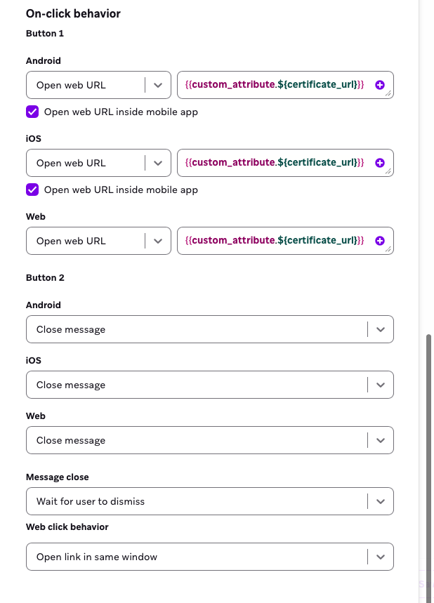 DOTS.ECO message on-click behavior.