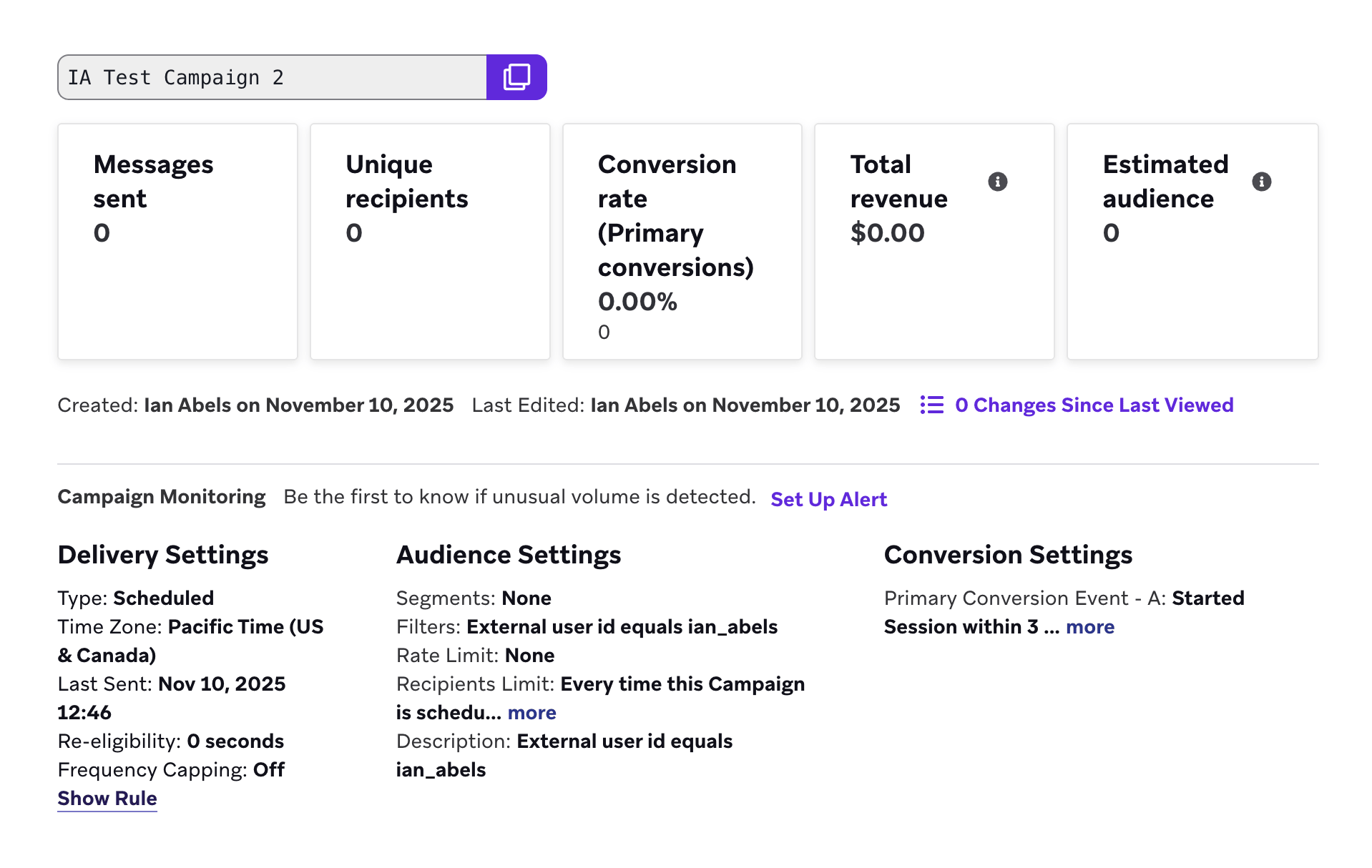 The Campaign Details section.
