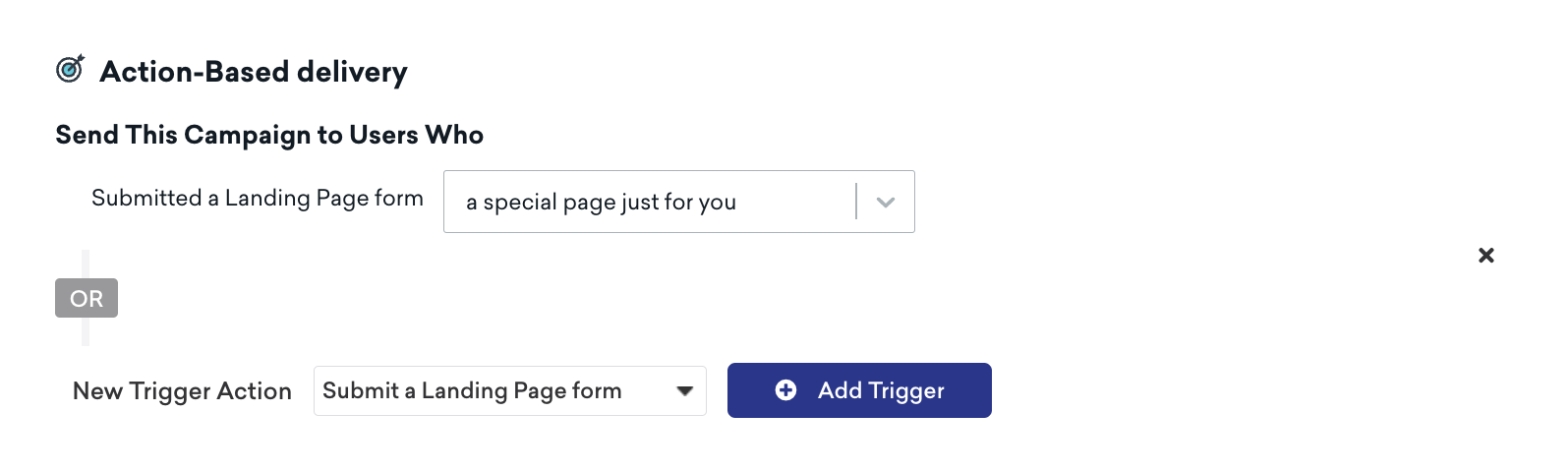 Landing page trigger action in messaging