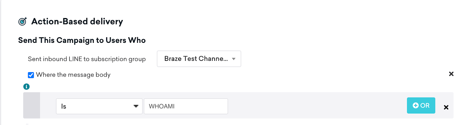 Trigger to send the campaign to users who sent an inbound LINE to a specific subscription group.