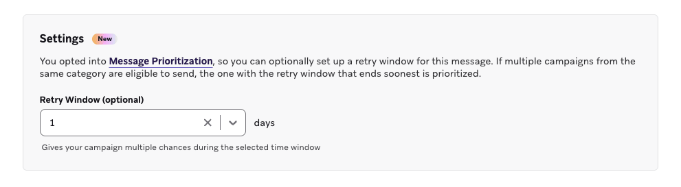 The "Retry Window" setting set to 1 day.