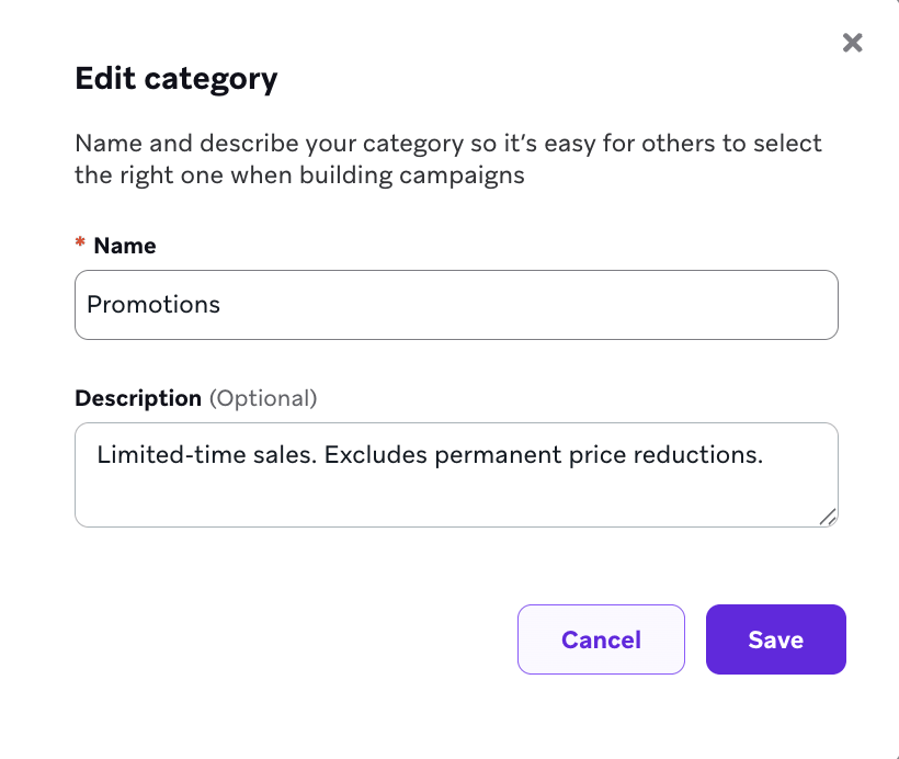 An example category named "P3" with the description "This is my third highest priority category."