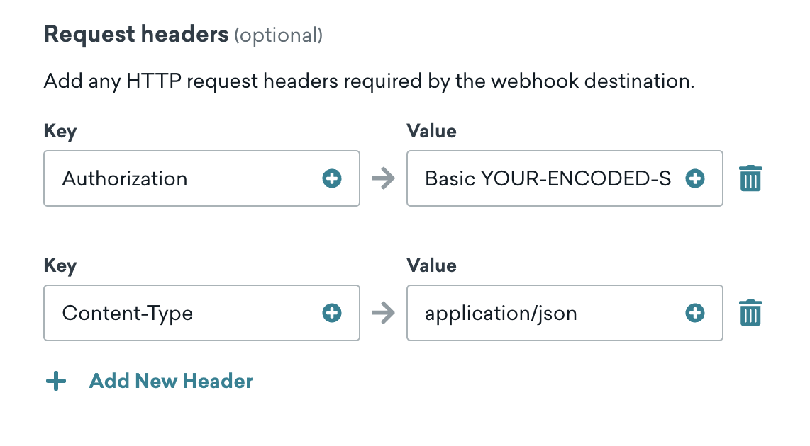 Webhook settings.