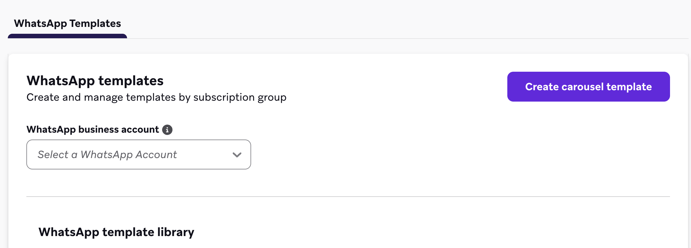 Button to create a carousel template.