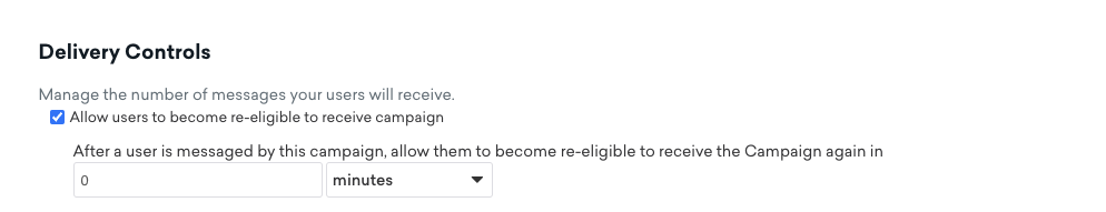 Re-eligibility enabled under "Delivery Controls."