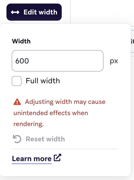 A double-sided arrow with an option to edit the width.