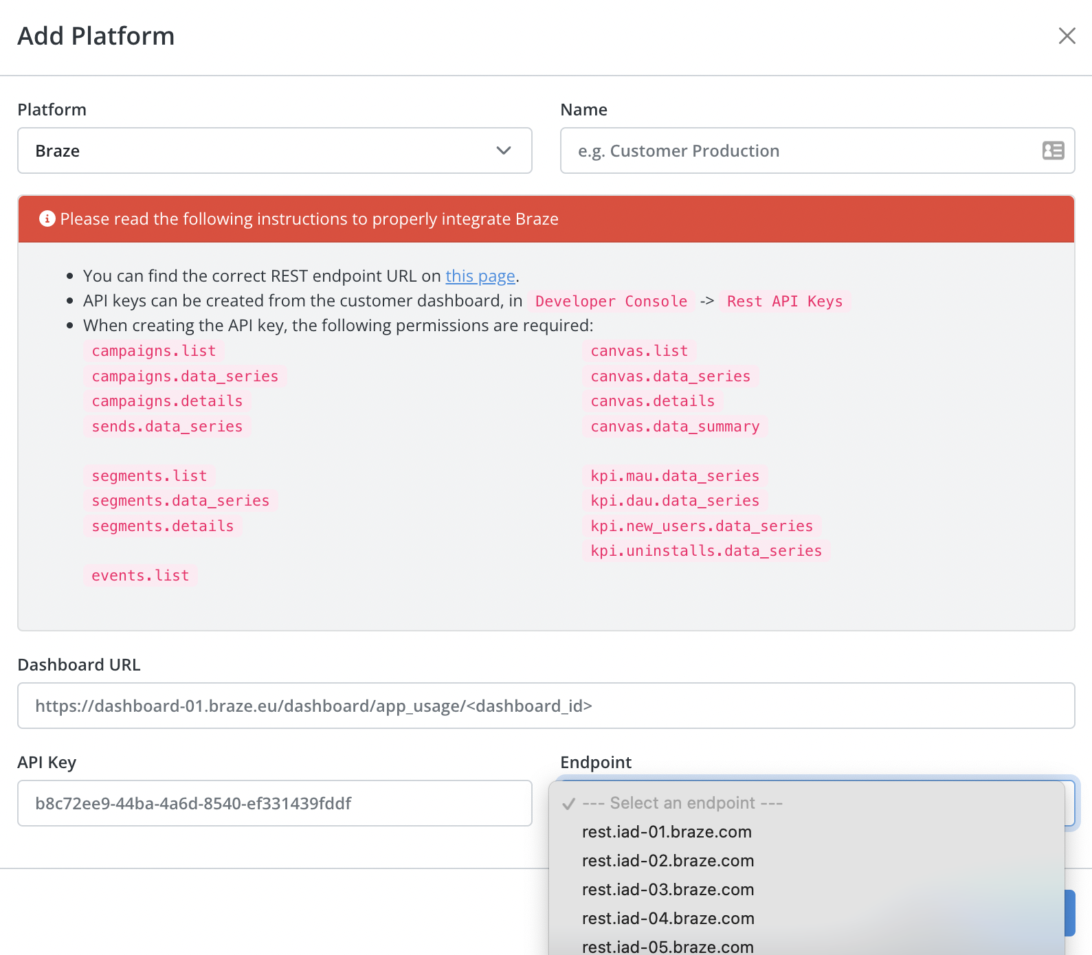 La page "ajouter une plateforme" actionable.me que l'équipe actionable.me configurera.