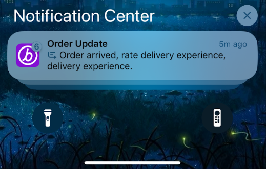 Capture d'écran d'un résumé de l'aperçu d'une notification push.