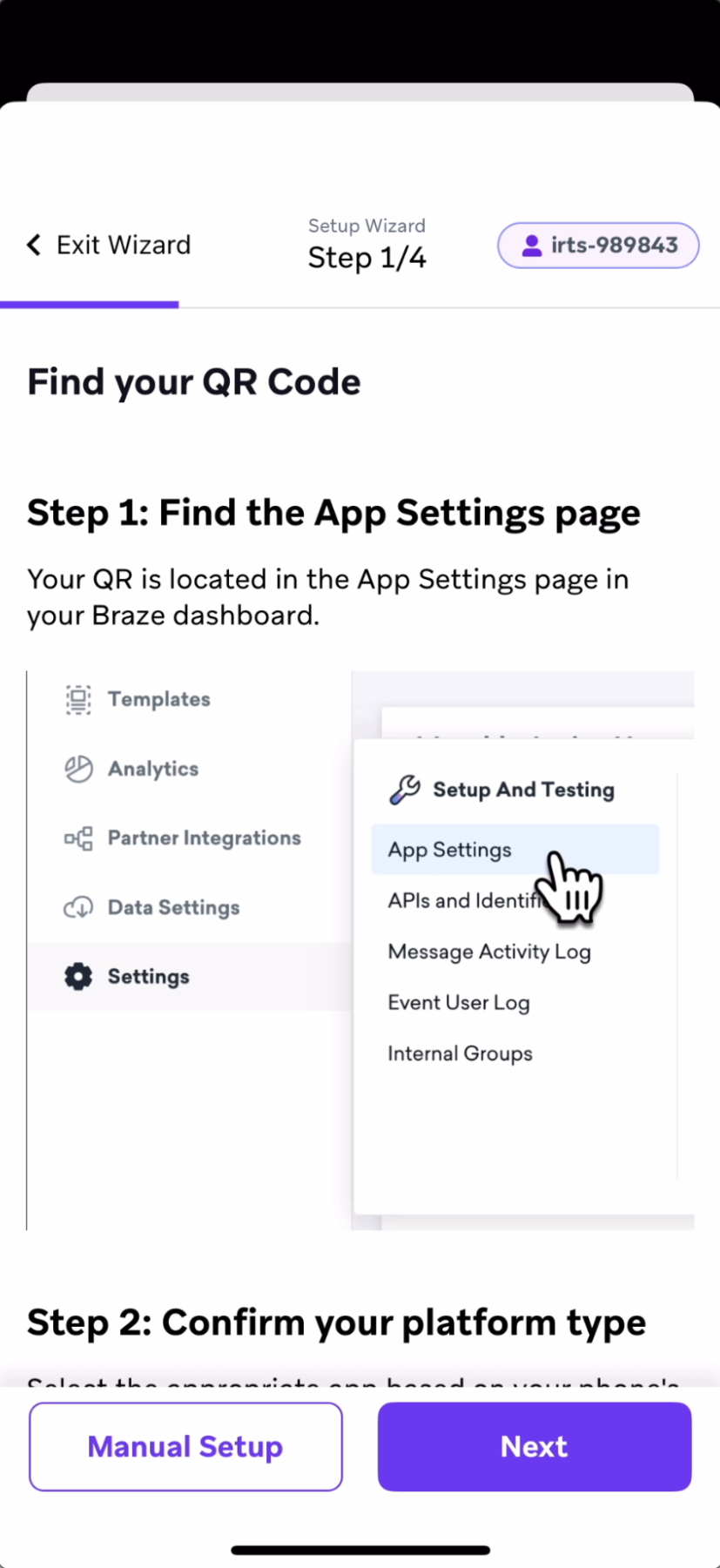 La première étape de la mise en place de Pilot.