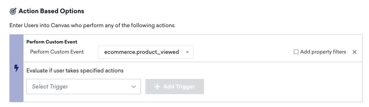 "Options basées sur l'action" pour la toile.