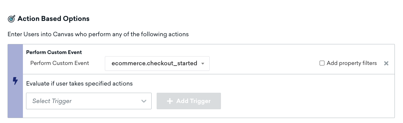 "Options basées sur l'action" pour la toile.