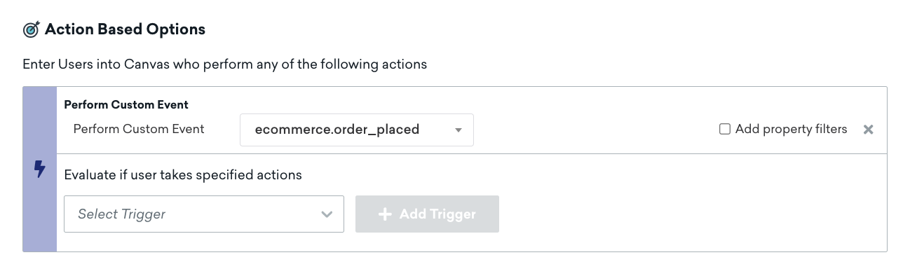 "Options basées sur l'action" pour la toile.