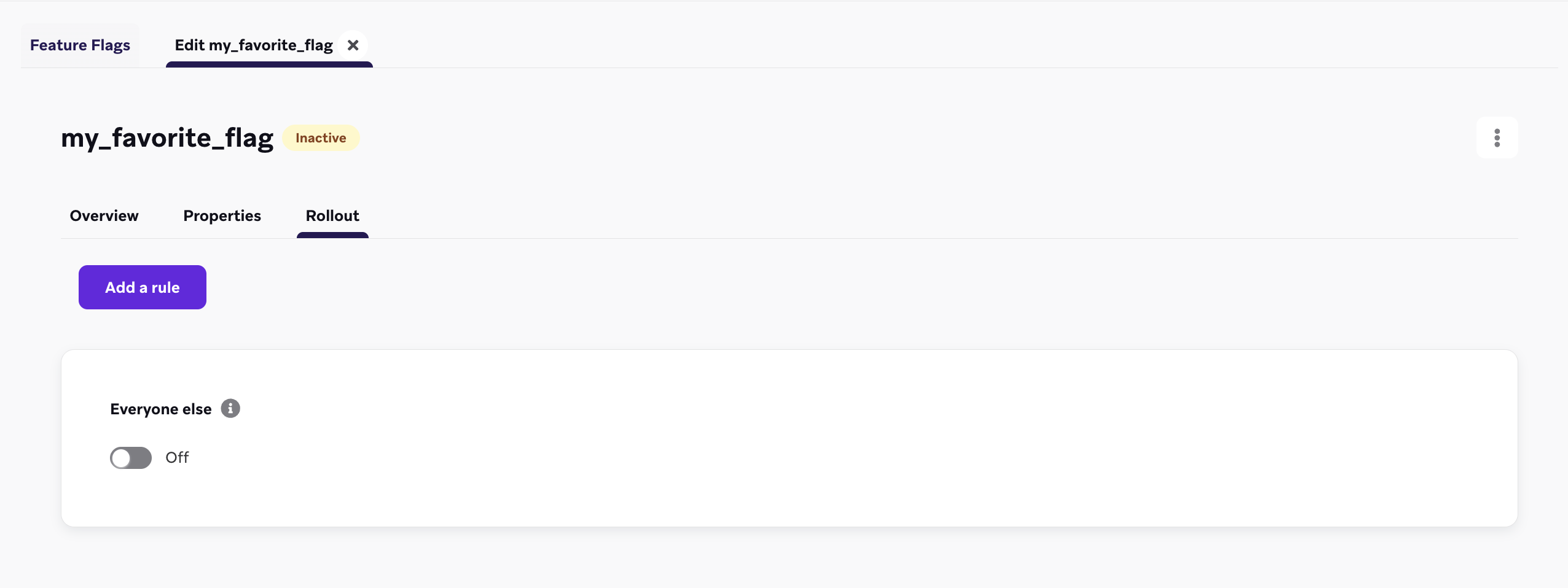 Une image montrant qu'un utilisateur peut ajouter une règle à un indicateur de fonctionnalité.