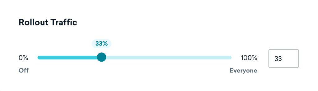 Un curseur intitulé "Rollout Traffic", compris entre 0 et 100.