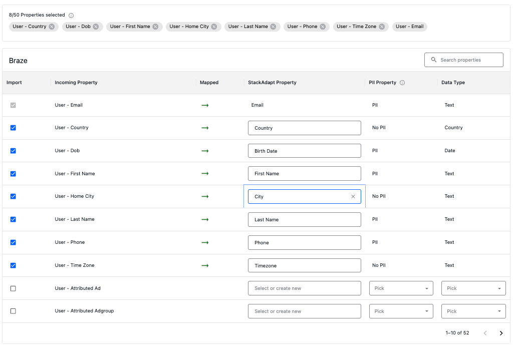 Connexion Braze dans StackAdapt.