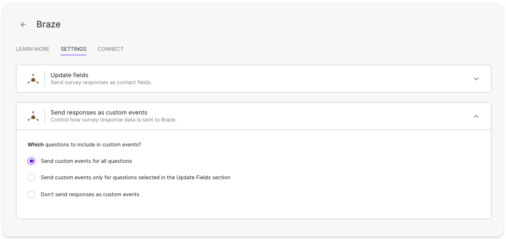 vous pouvez choisir d'envoyer l'événement pour toutes les questions