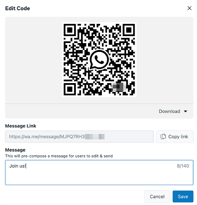 WhatsApp QR code composer.