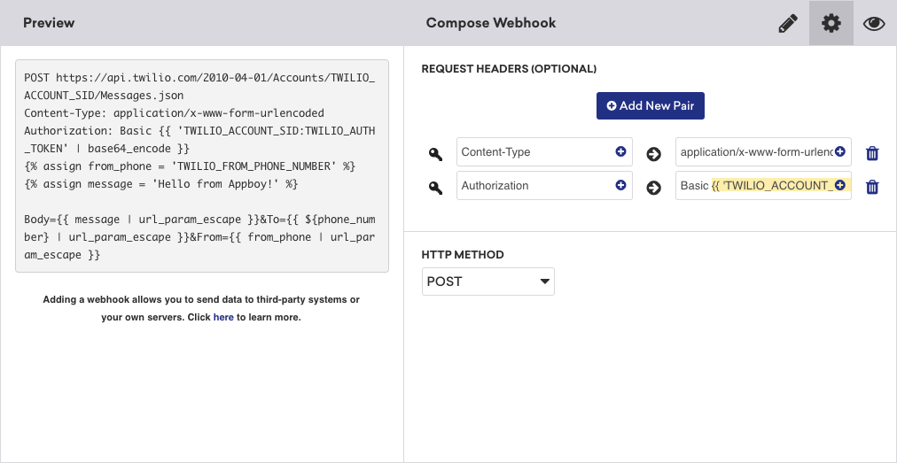 Méthode du webhook