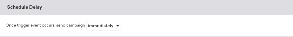 Délai de planification défini pour envoyer la campagne immédiatement une fois que l’événement déclencheur a lieu.