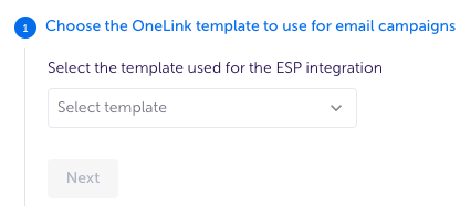 AppsFlyerのUIに、ユーザーがテンプレートを選択できるドロップダウンが表示されている。