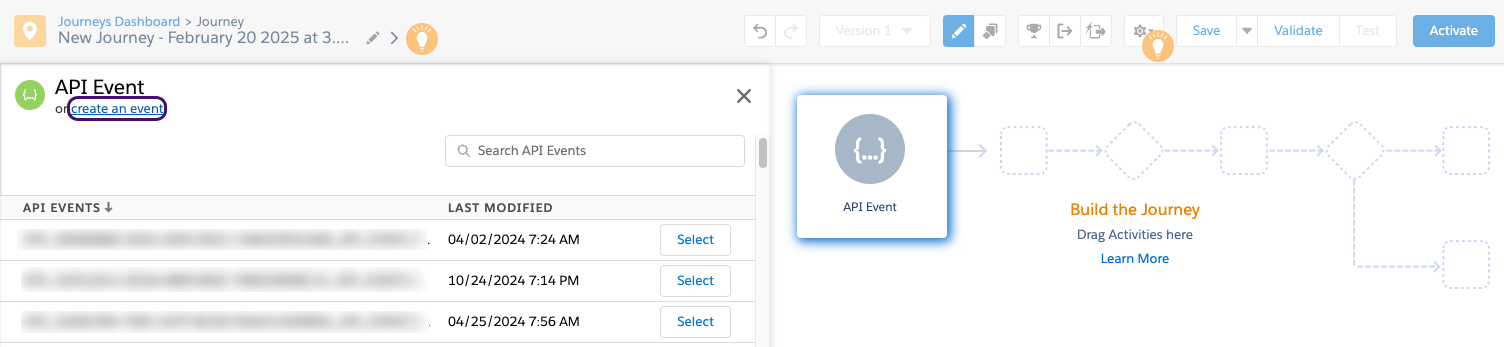 " は、API イベントでevent" オプションを作成します。